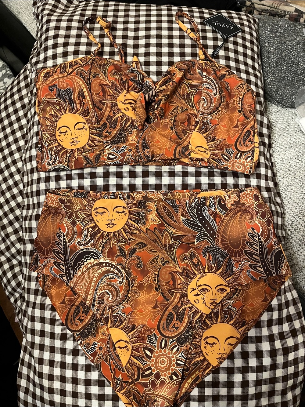 Sun & Paisley Two-Piece Bikini Set - Orange Brown Print